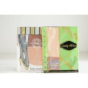 2X Vintage Super Fine Beige  400 Needle Seam Free Nylon Stockings 8.5, 9